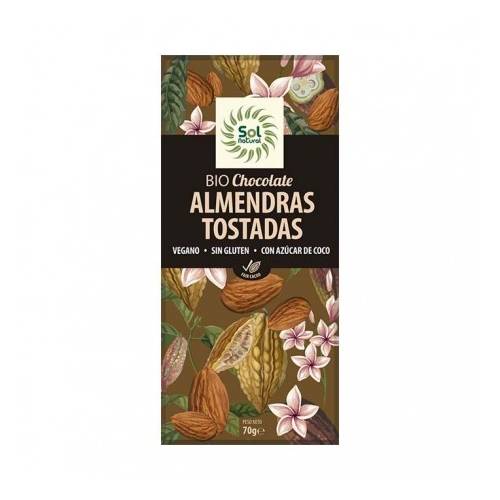 Chocolate Vegano Almendras tostadas 70g,de Sol Natural